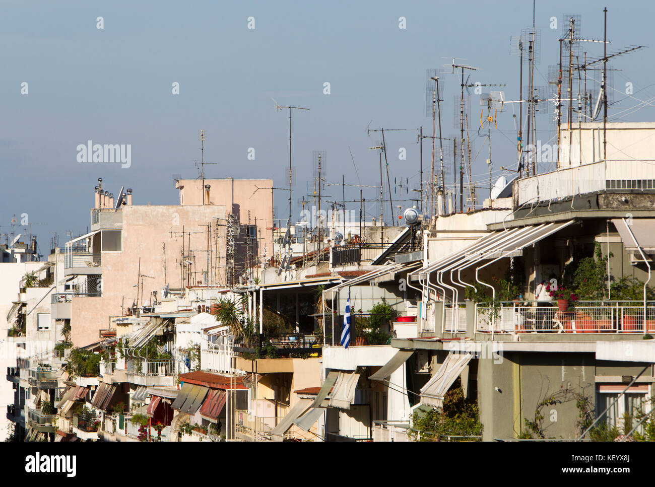 View of apartment houses in Thessaloniki city, Greece. Stock Photo