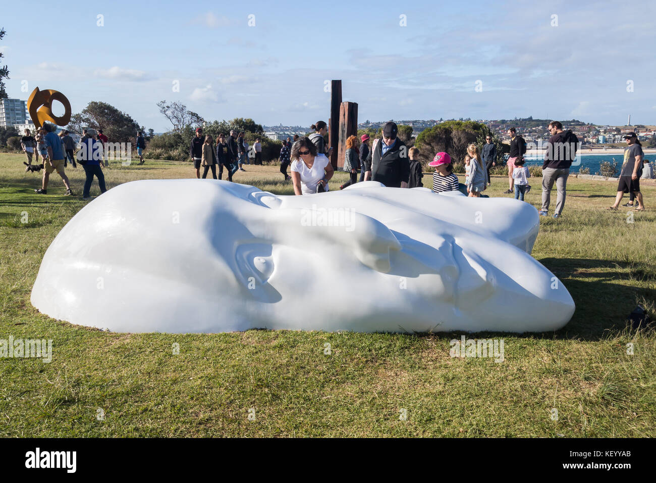 Sculpture by the Sea, Bondi Beach to Tamarama Beach, Sydney, Australia. Sculpture Piece by Sonia Payes, Littoral Echo. Stock Photo
