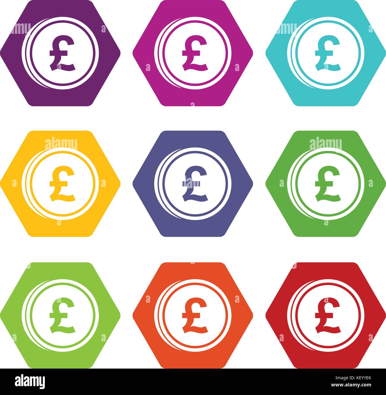 Coins of pound icon set color hexahedron Stock Vector Image & Art - Alamy