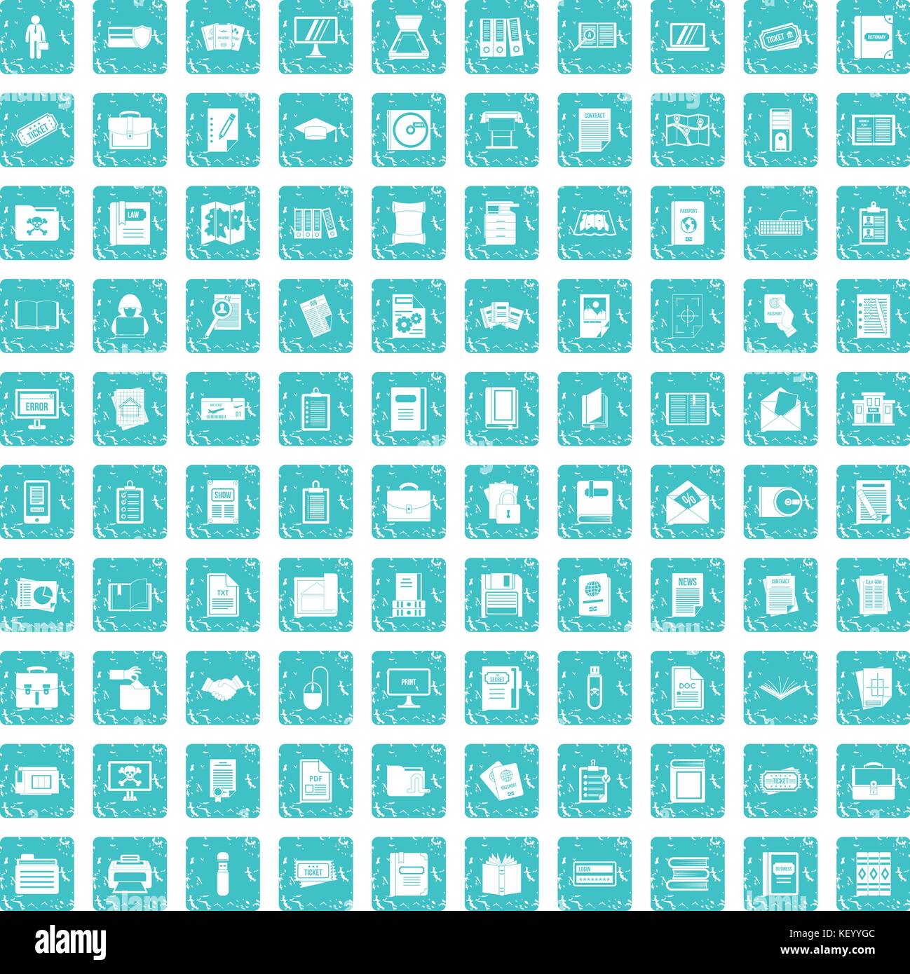 100 document icons set grunge blue Stock Vector Image & Art - Alamy