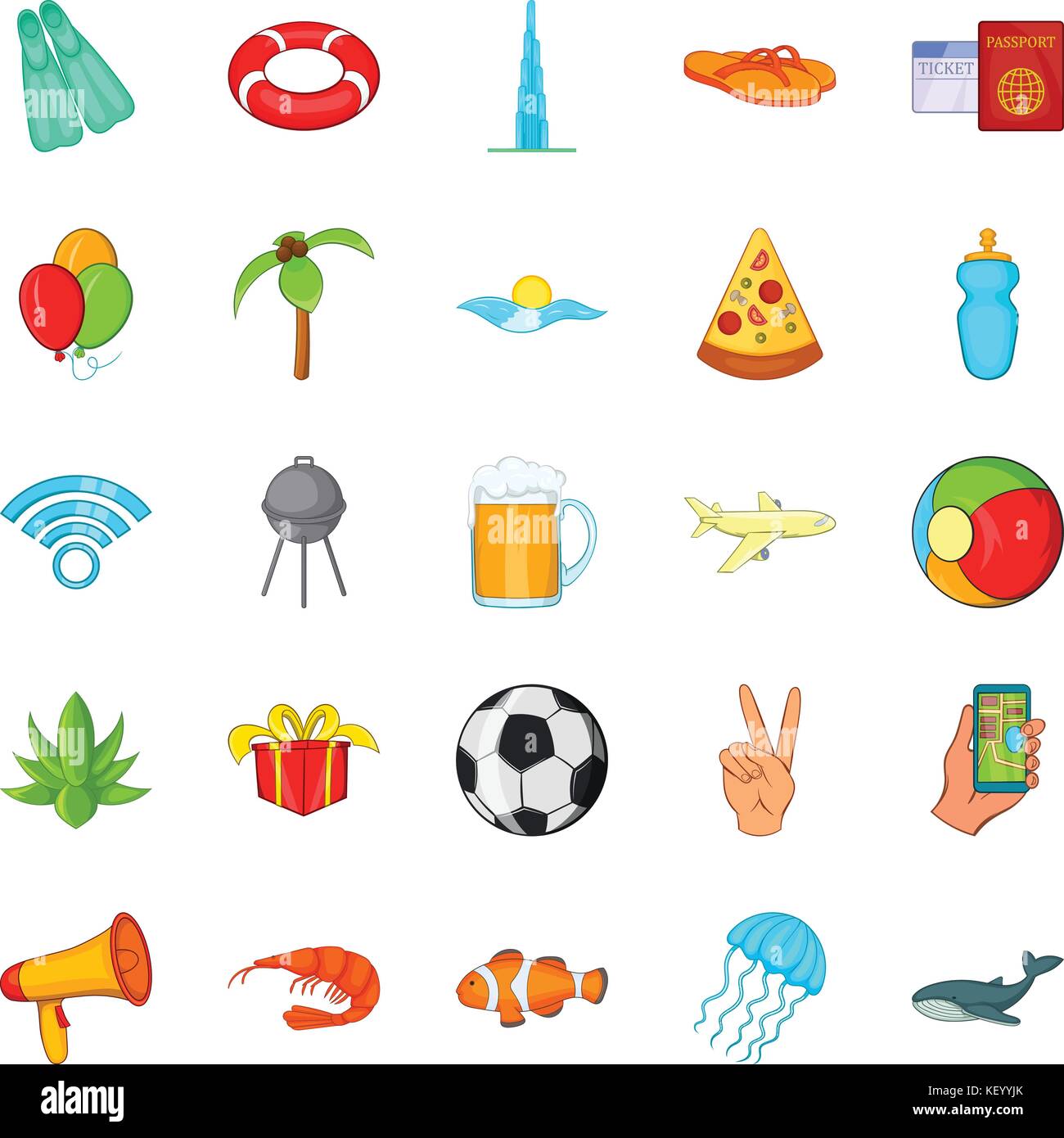 Tourist place icons set, cartoon style Stock Vector Image & Art - Alamy