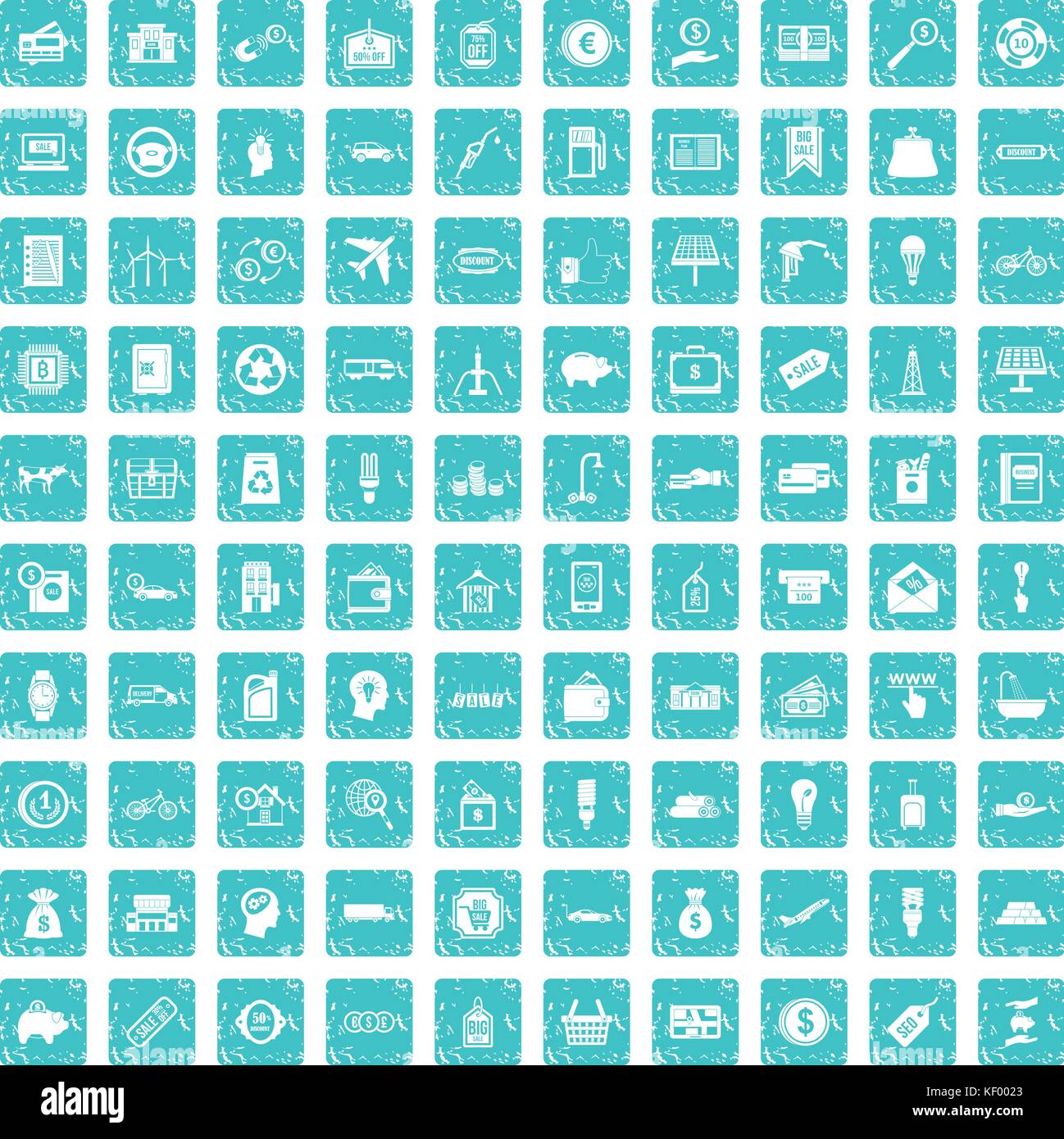100 economy icons set grunge blue Stock Vector Image & Art - Alamy