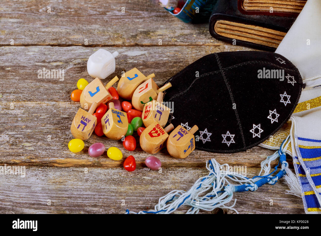 Hanukkah wood dreidel