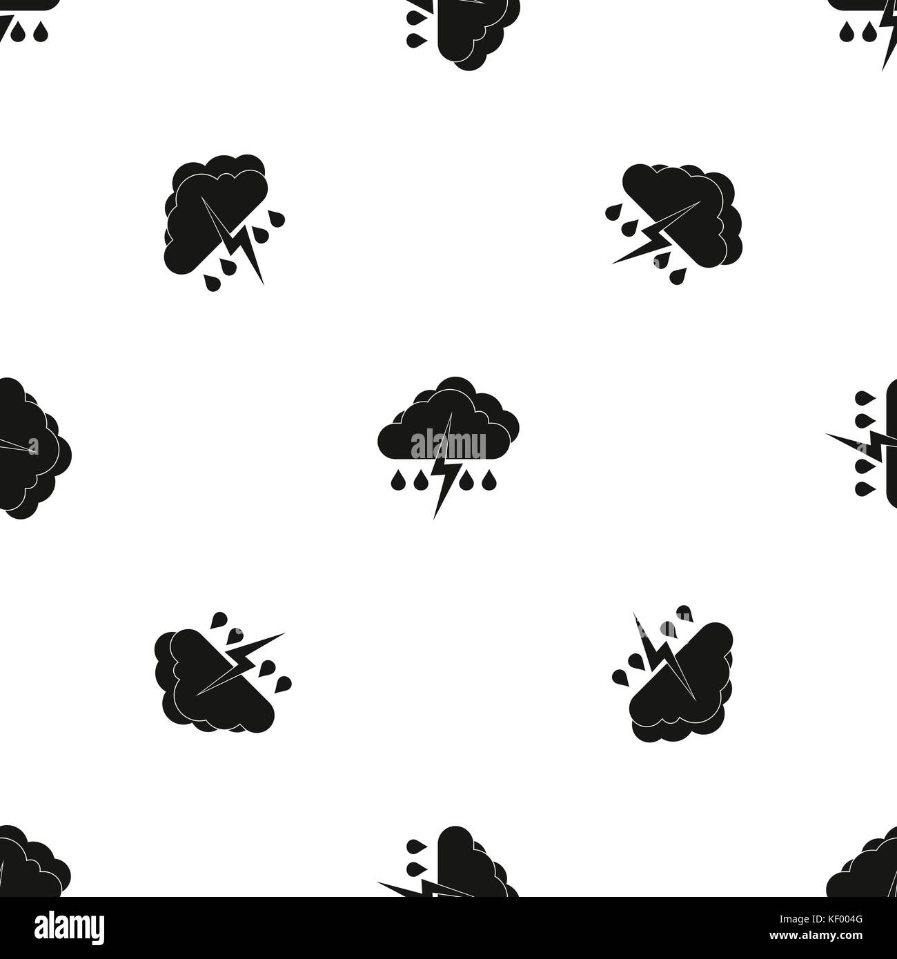 Cloud with lightning and rain pattern seamless black Stock Vector Image ...