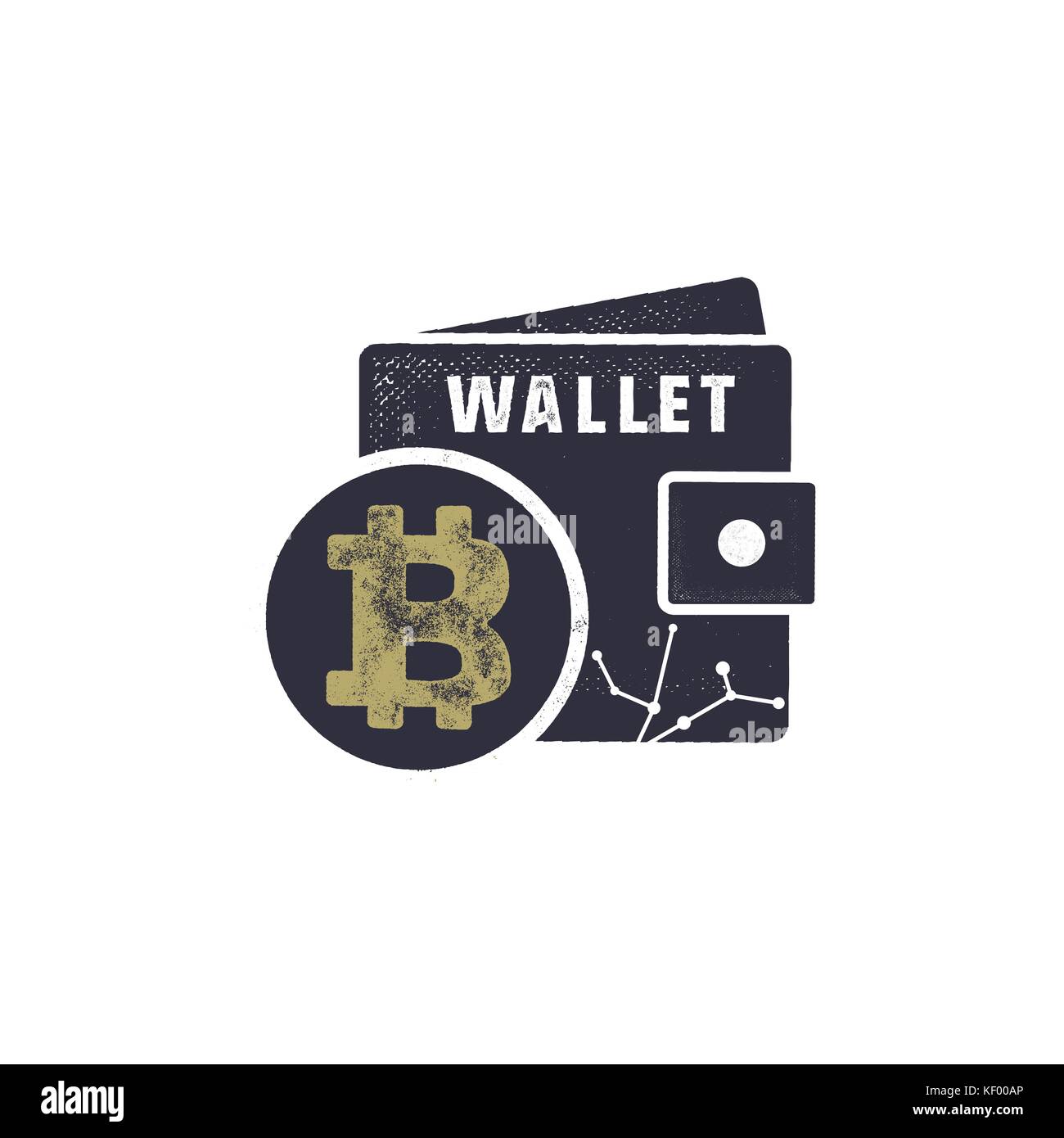 Bitcoin wallet emblem. Crypto currency label and concept. Digital assets  logo. Vintage han drawn monochrome design. Technology patch. Stock vector  illustration isolated on white Stock Vector Image & Art - Alamy