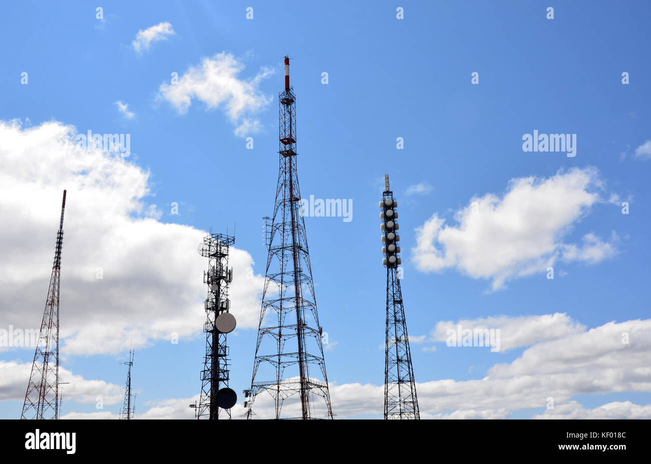 Television and radio transmission towers on top of Mount Canobolas, Orange, NSW, Australia Stock Photo