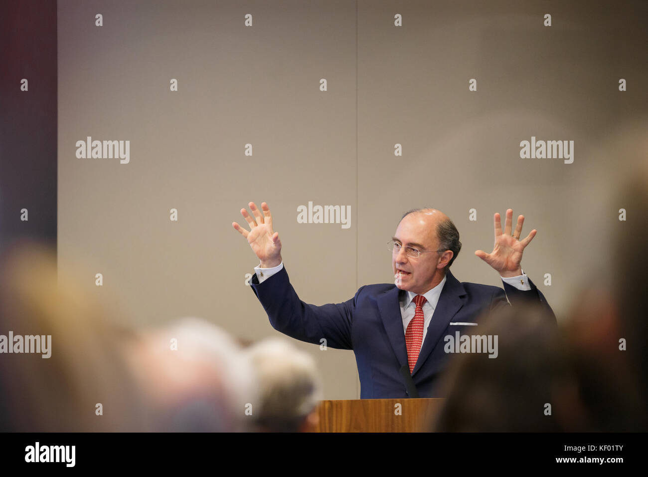 Xavier Rolet, the CEO of the London Stock Exchange Group during a talk Stock Photo