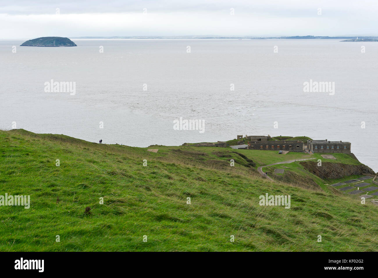 Old fort, Steep Holm Island and Flat Holm Island from Brean Down