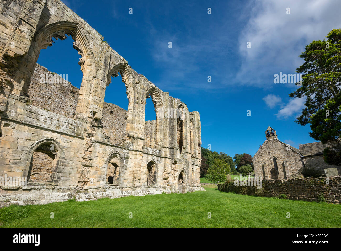 The beautiful ruins of Easby Abbey near Richmond in North Yorkshire, England. Stock Photo