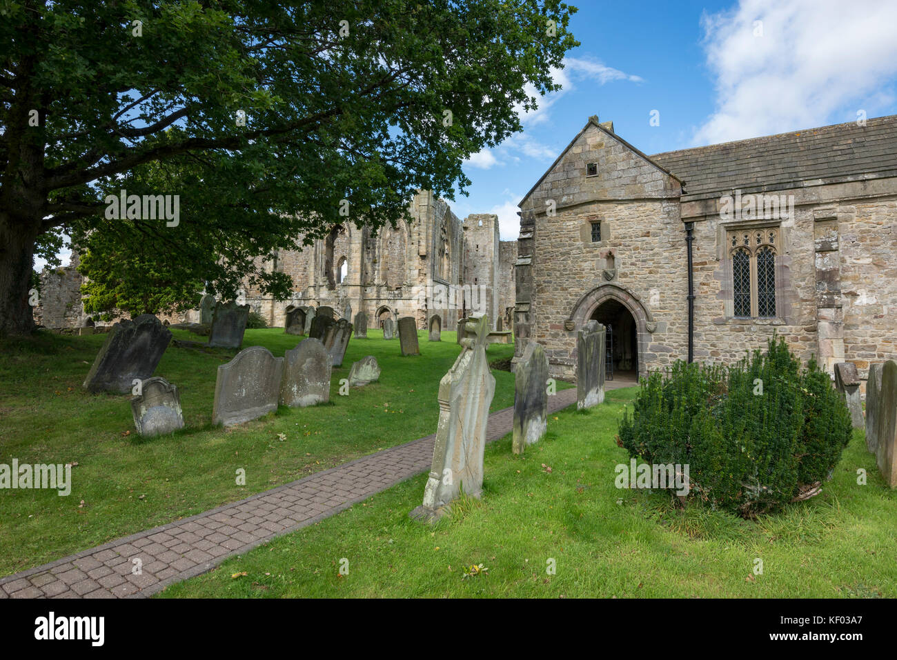 St Agatha's church and Easby Abbey near Richmond, North Yorkshire Stock ...