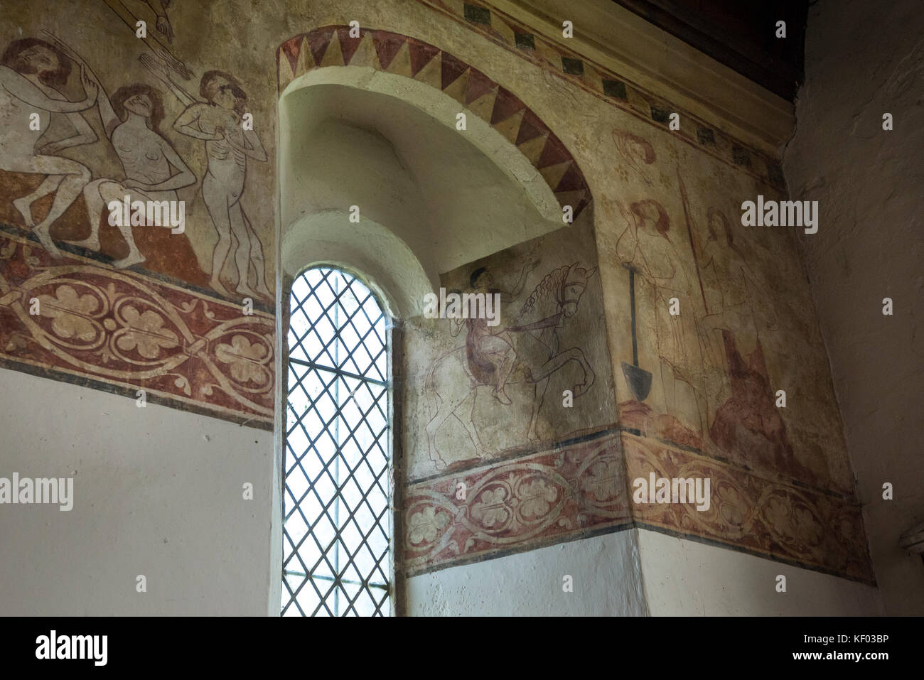 The interior of St Agatha's church at Easby Abbey near Richmond, North Yorkshire, England. Stock Photo