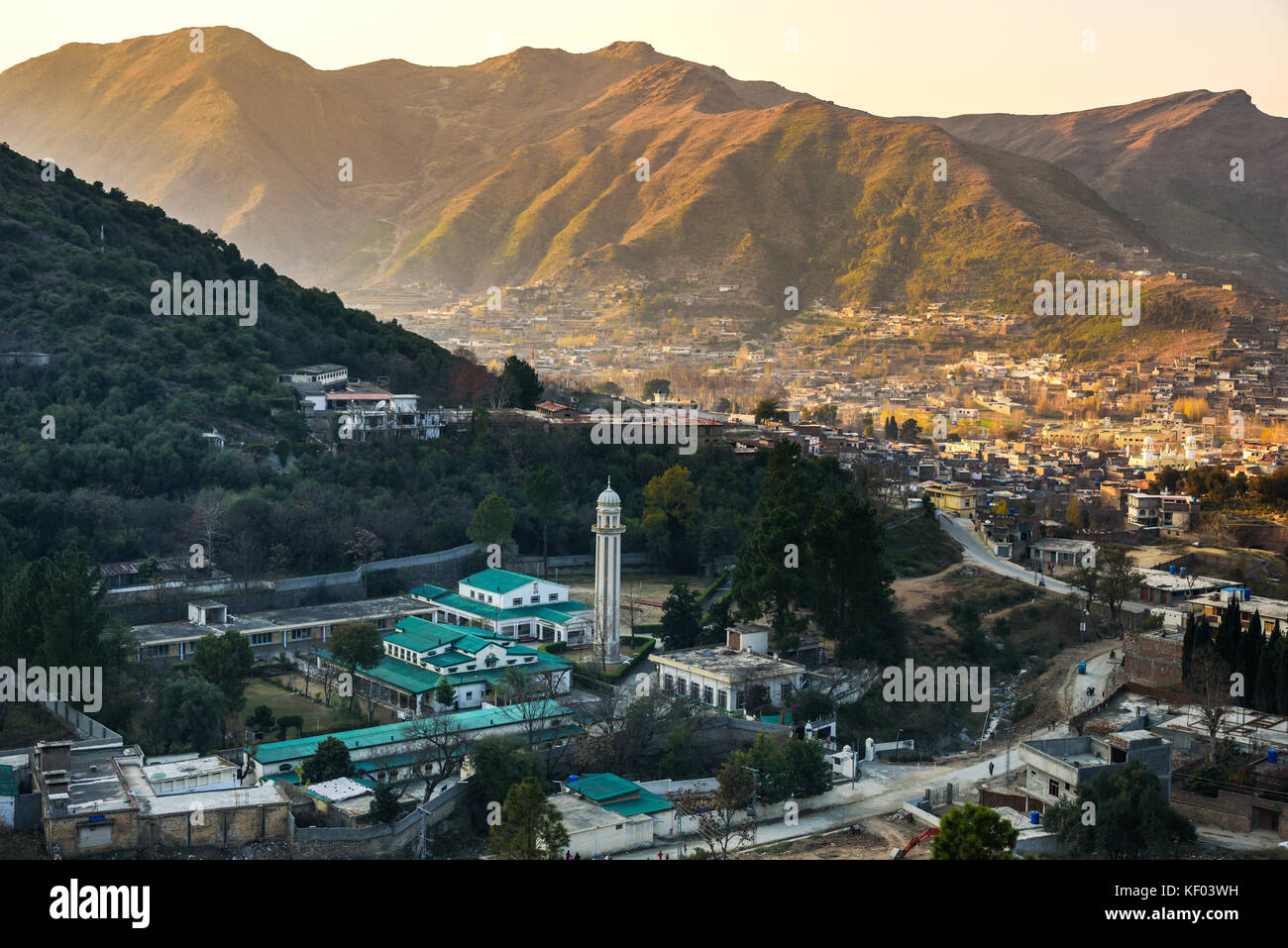 Aerial view of Mingora village in Swat Stock Photo