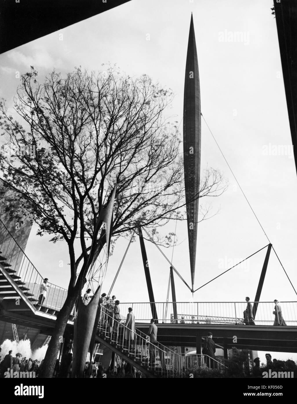 Festival of Britain, South Bank, Lambeth, London. The 'Skylon' at the Fesitval of Britain on the South Bank. Photographed in 1951. Stock Photo