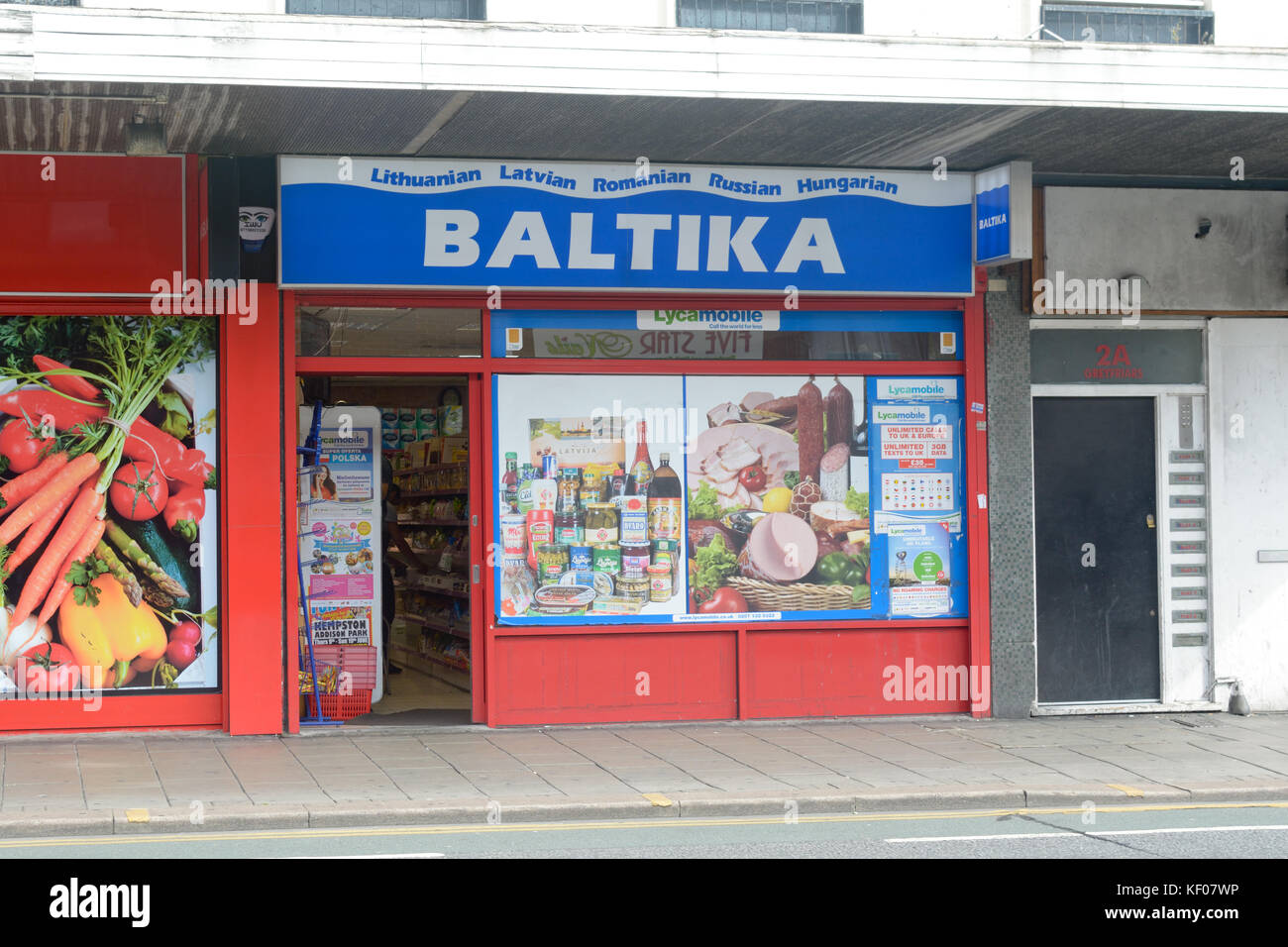 Eastern European supermarket - Baltika in Bedford, Bedfordshire, England Stock Photo