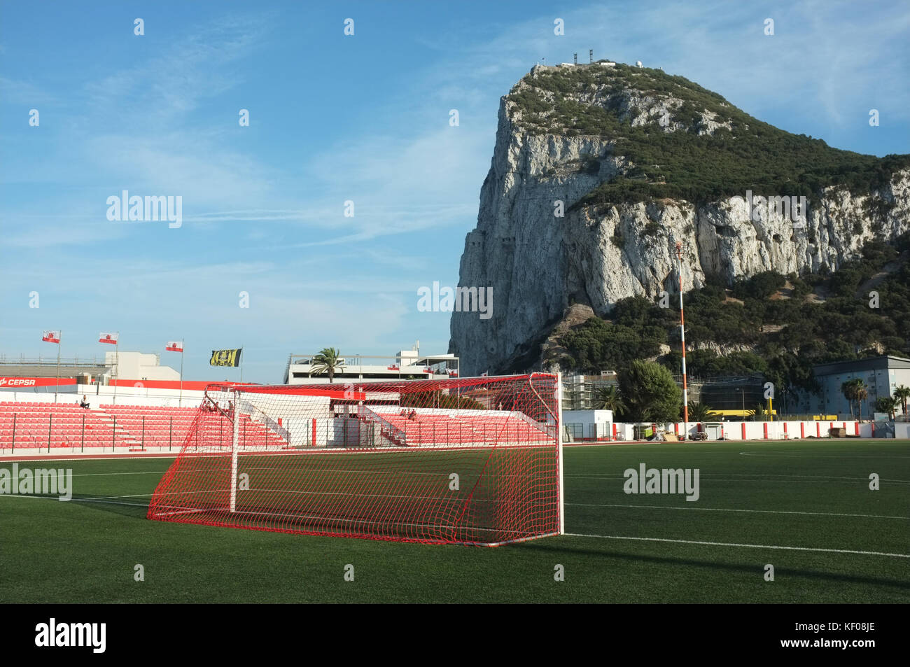 Goalposts, Victoria Stadium, Gibraltar, September 2017 Stock Photo