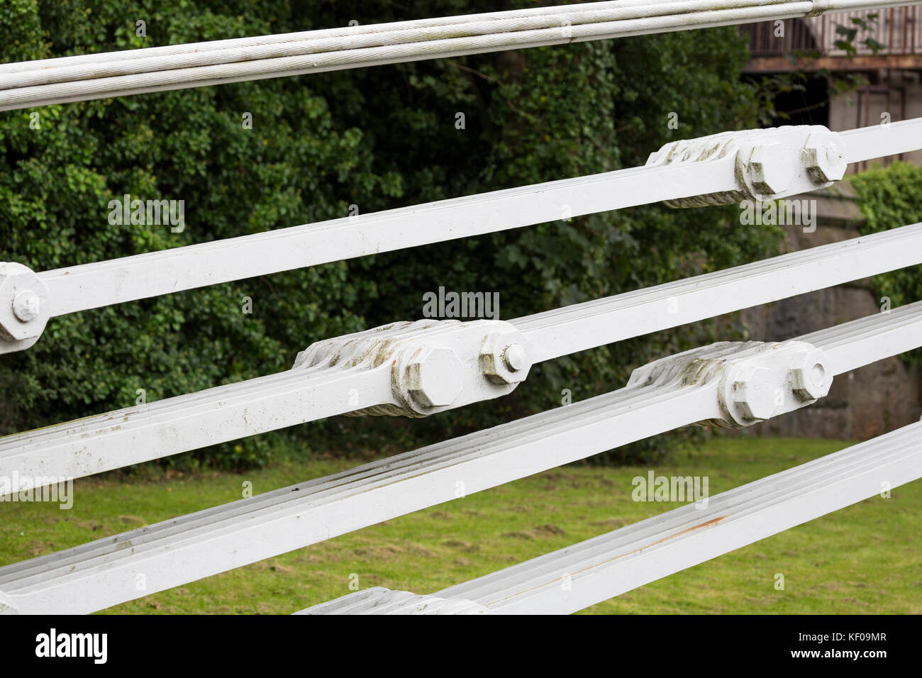 Conwy Suspension Bridge wrought iron suspension chains detail Stock