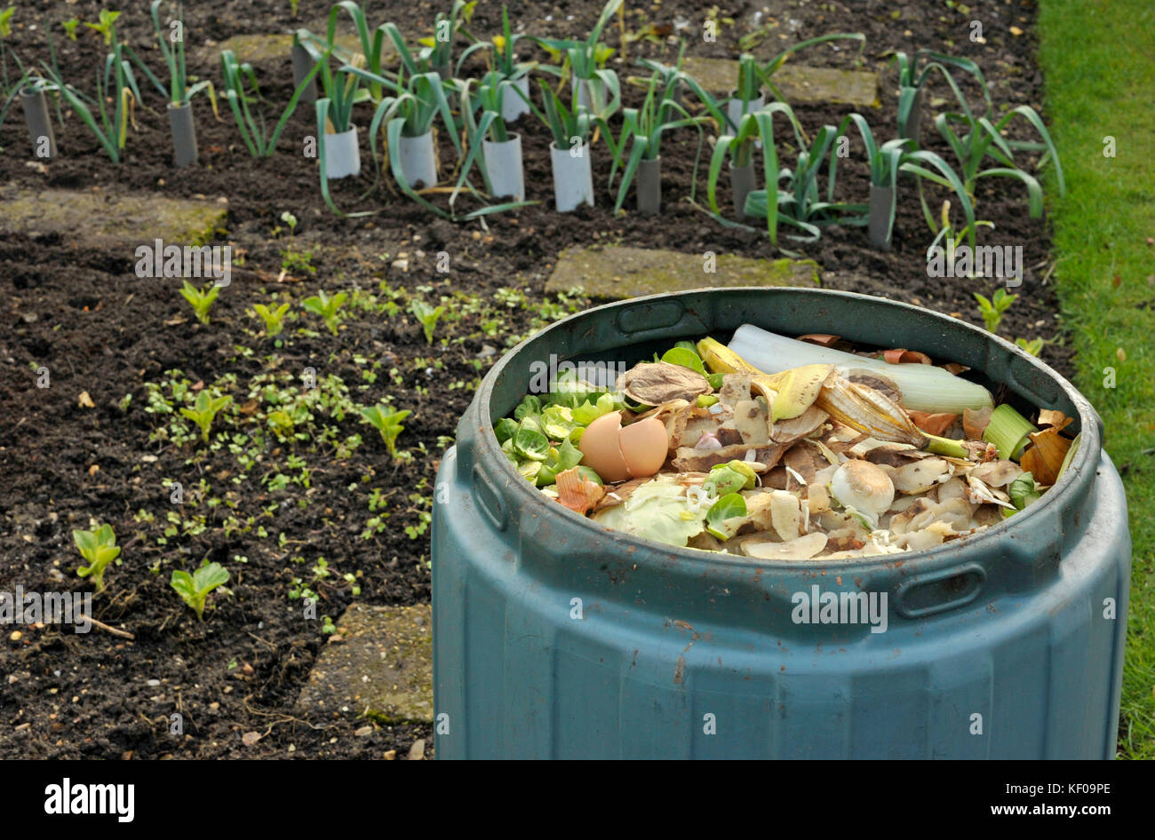Garden compost bin for recycling kitchen food and garden waste