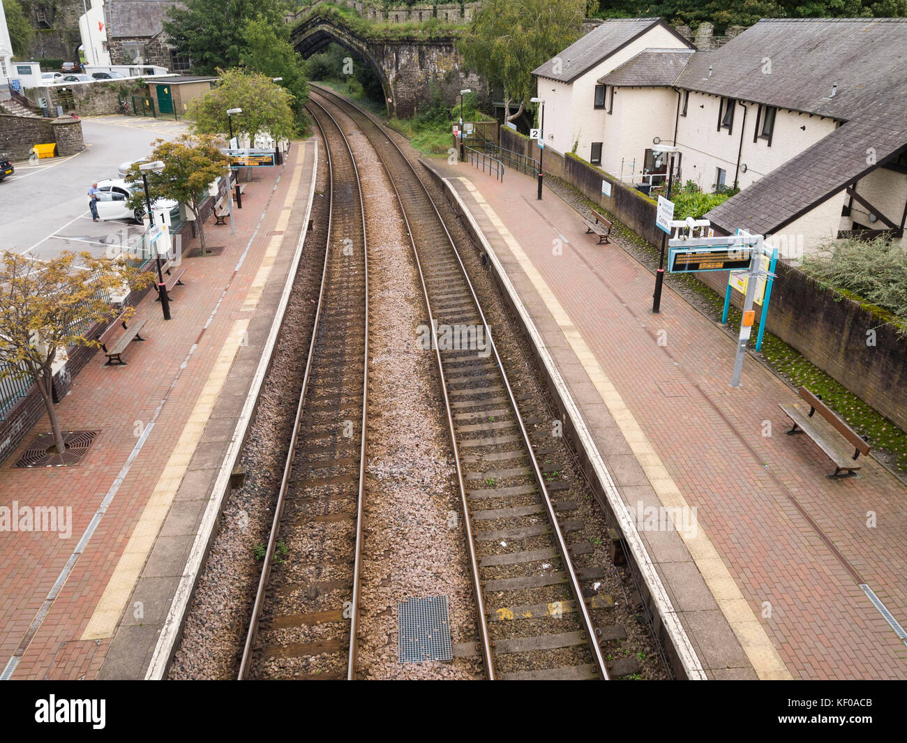 railway tracks high viewpoint at station Stock Photo