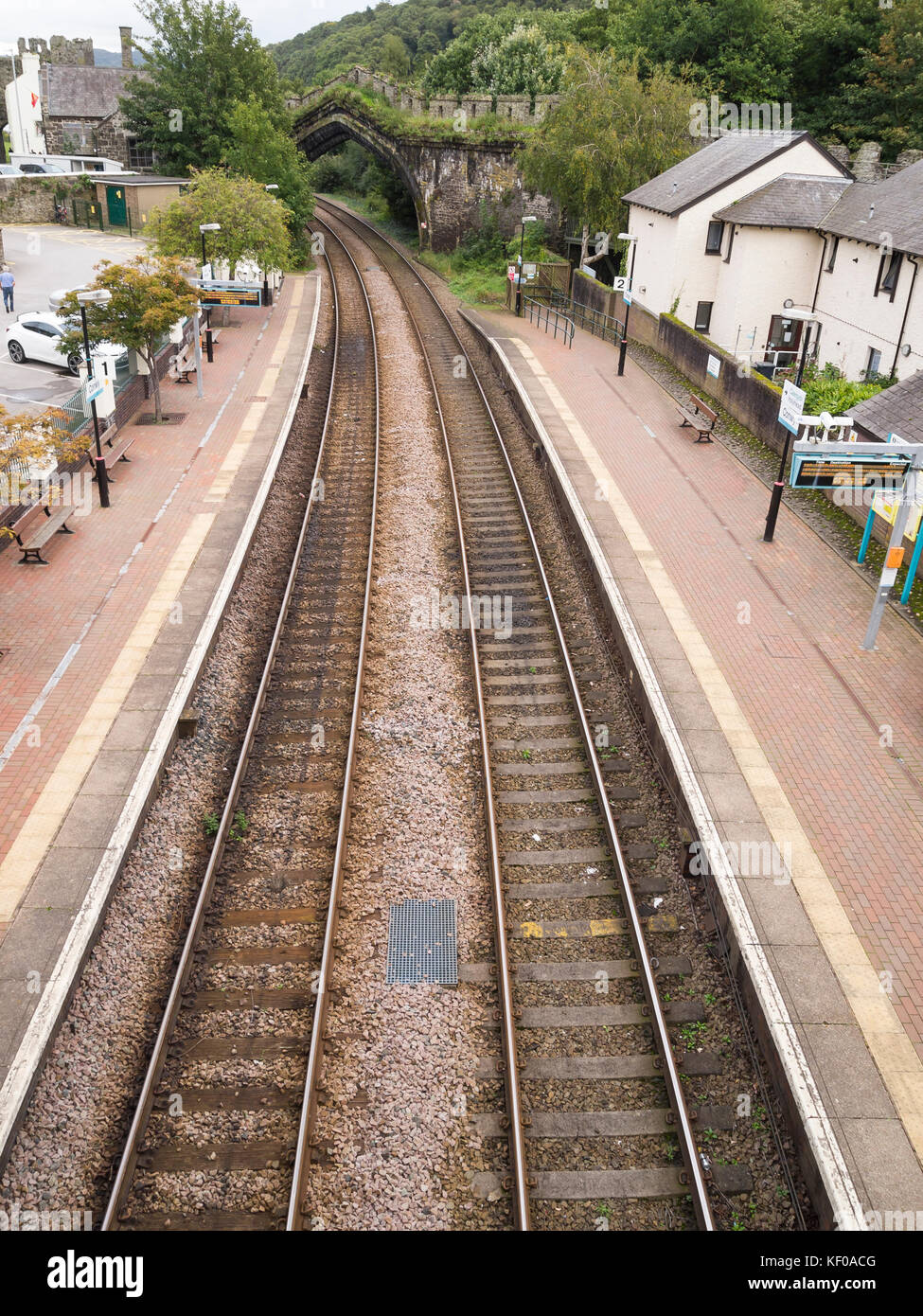 railway tracks high viewpoint at station Stock Photo