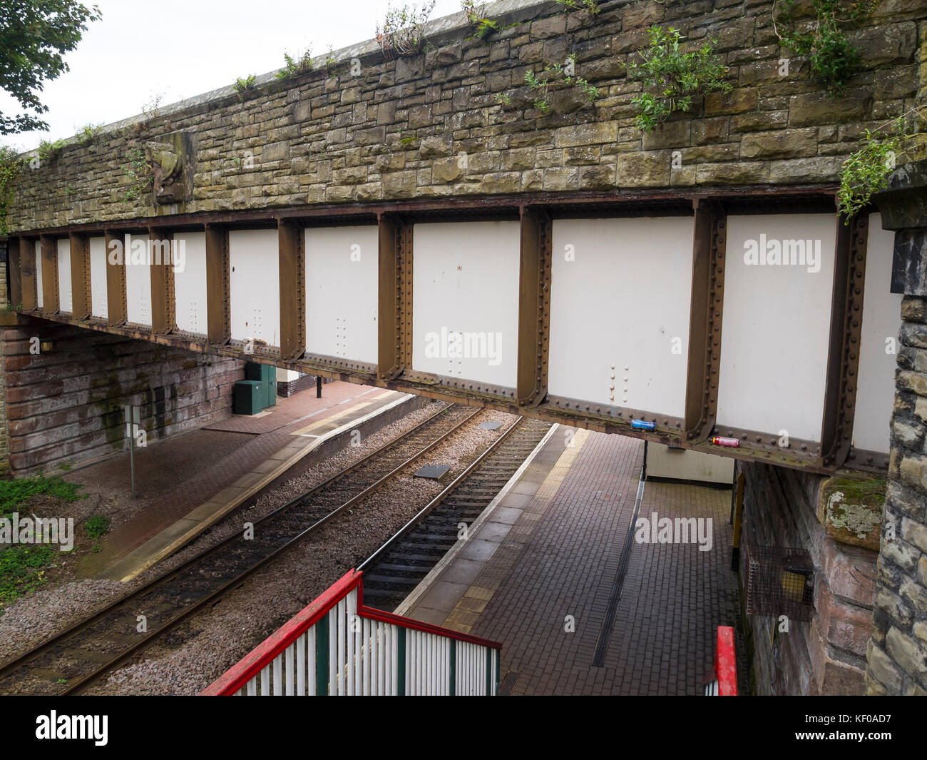 railway bridge above  tracks Stock Photo