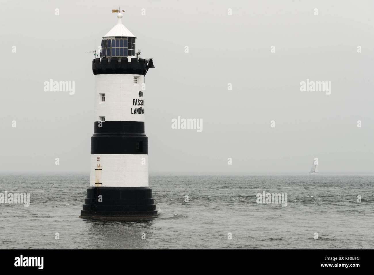 Penmon lighthouse (Anglesey, Wales), on a cloudy day Stock Photo