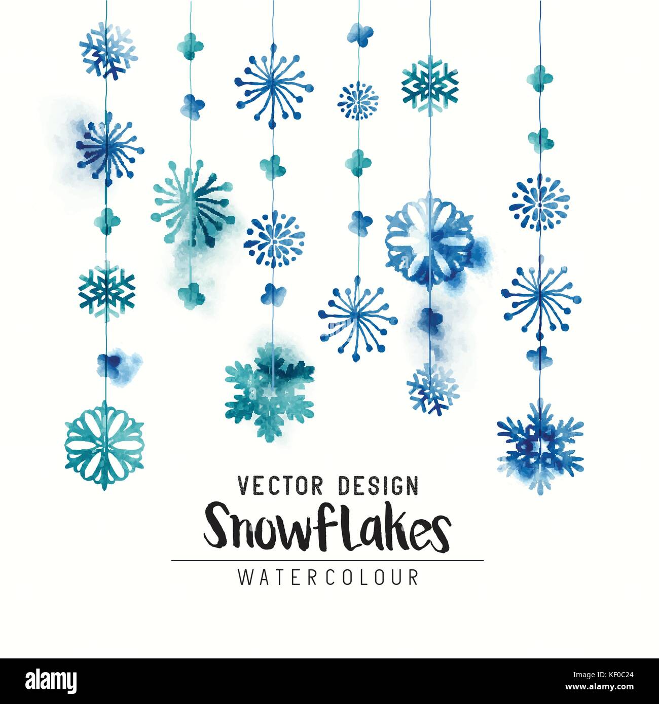 Elegant watercolor winter christmas snowflakes. Vector illustration. Stock Vector