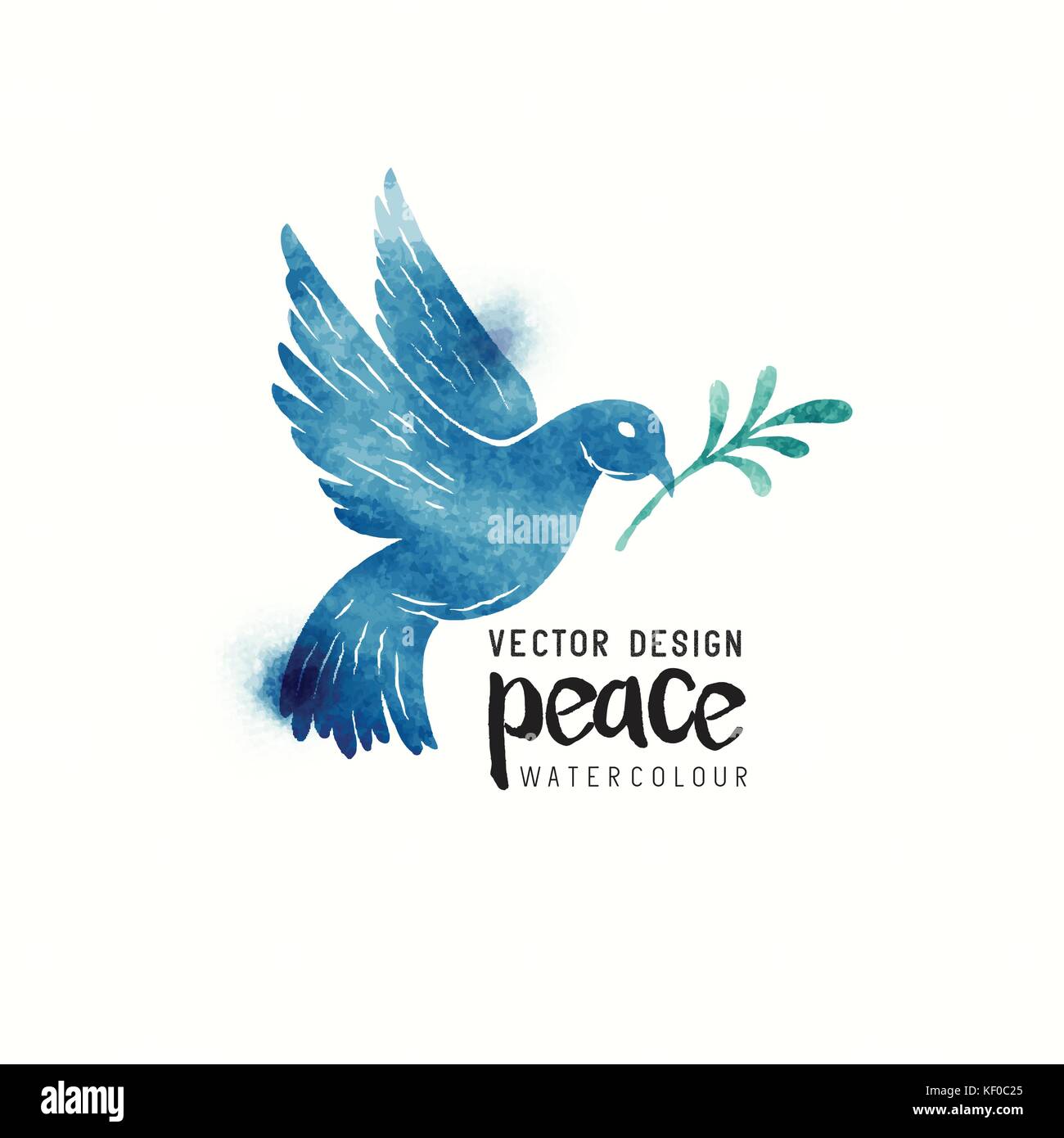 An isolated dove flying. Christmas symbol of Peace dove watercolor. Vector illustration Stock Vector