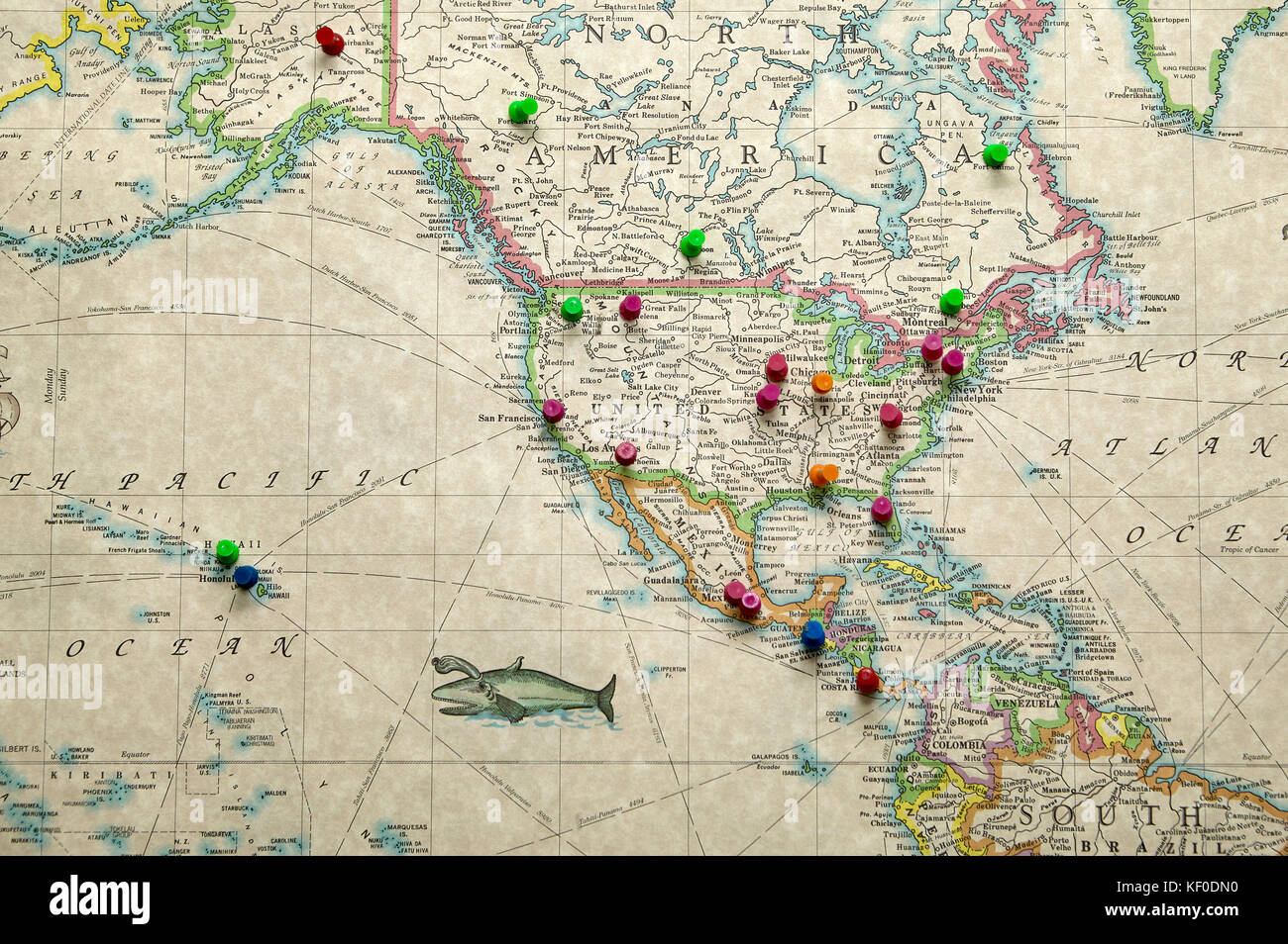 Map pins map vintage hi-res stock photography and images - Alamy