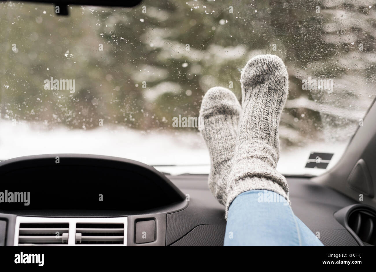 Feet on dashboard car on hires stock photography and images Alamy