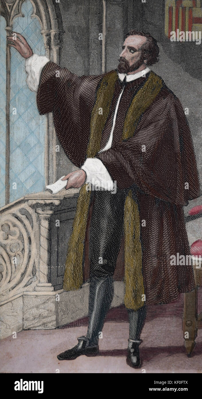 Paul Claris (1586-1641). Catalan  lawyer, clergyman 94th president fo Generalitat of Catalonia. Engraving, 1863. Stock Photo
