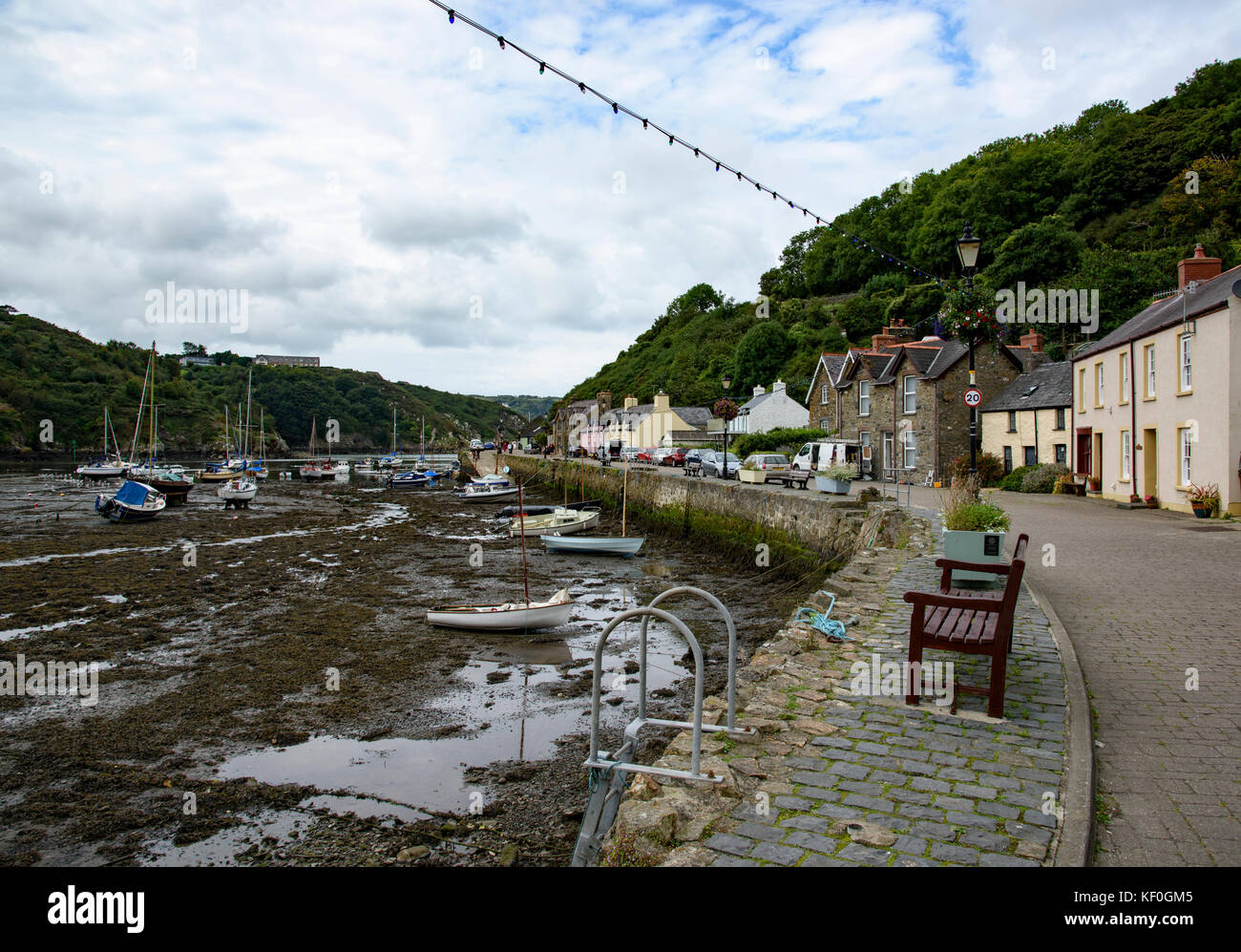 View of low tide at Fishguard, Pembrokeshire, Dyfed, Wales. Stock Photo