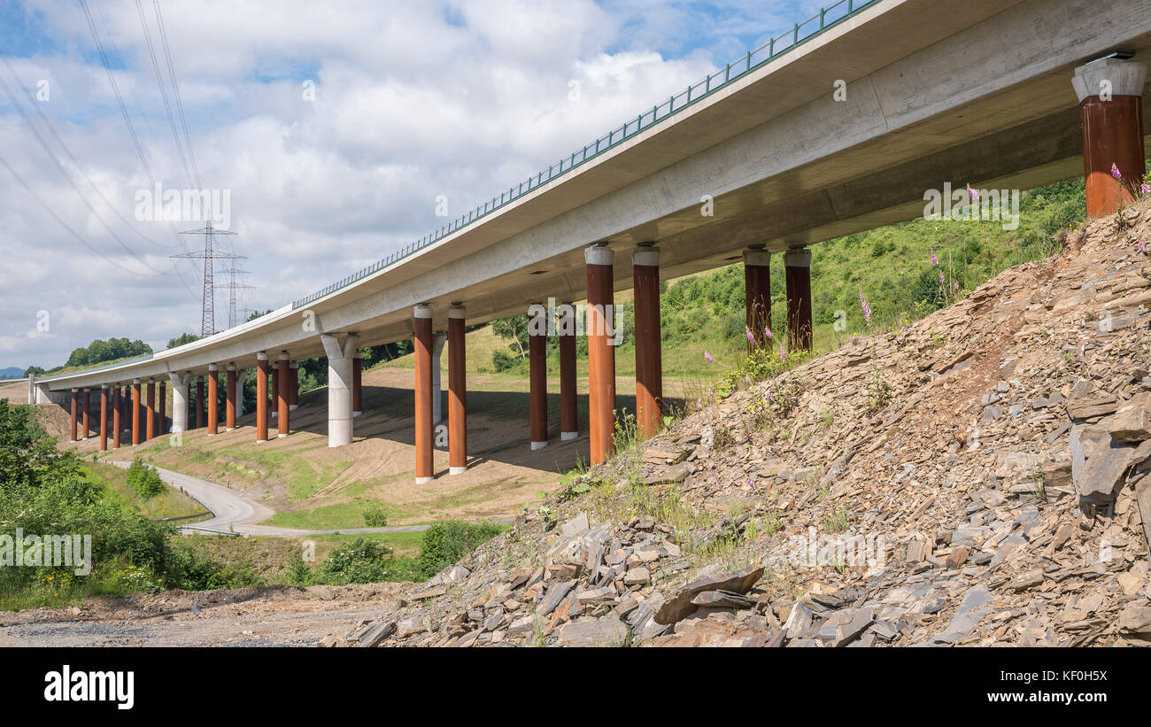 New highway bridge between Nuttlar and highway connection point 46 Bestwig Stock Photo