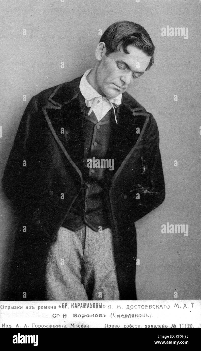 Sergei N Voronov, Russian Actor, as Smerdyakov from Dostoevsky 's 'The Brothers Karamzov'. Russian author: 11 November 1821 – 9 February 1881. Stock Photo