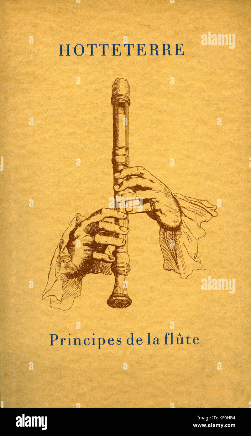 Jacques Hotteterre's 'Principes de la flute.' Paris, 1707 Etching by B Picart showing correct way of holding the recorder (flute a bec/flute douce).  Baroque recorder.  Hotteterre, flautist and author of several manuals of that instrument and others, 29 September 1674 – 16 July 1763 Stock Photo