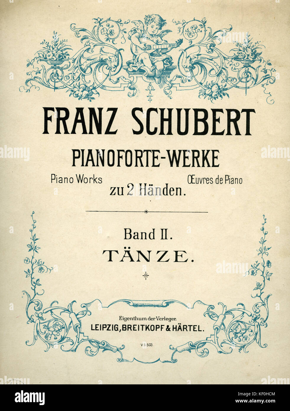 Franz Schubert 's 'Piano Works, Band II., Tanze'. Score cover
