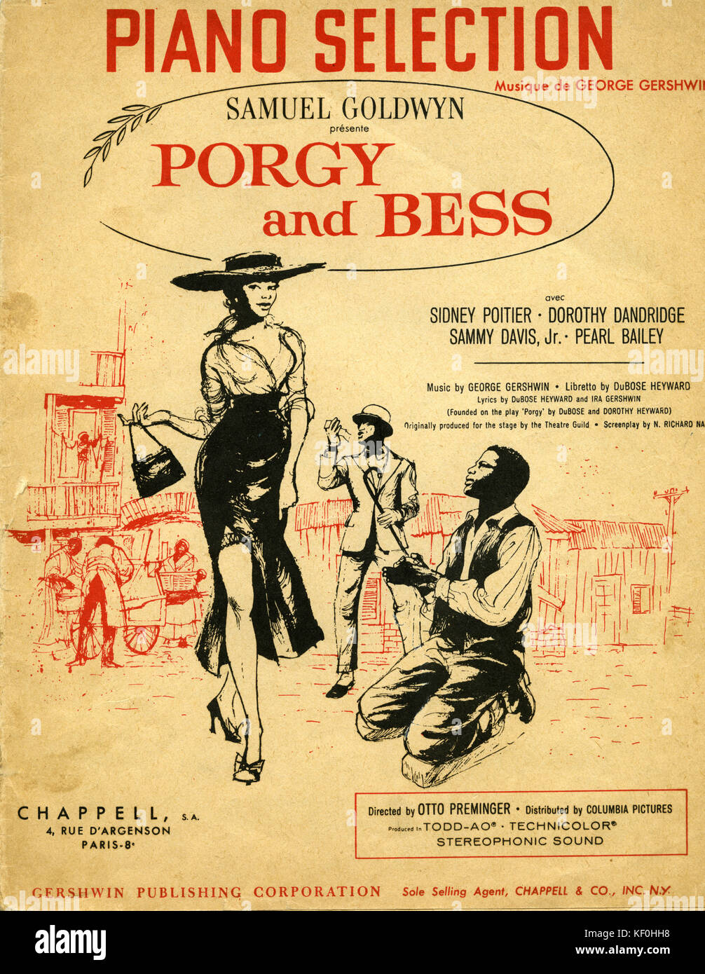Porgy and Bess, cover of piano score of film version, music by George Gershwin, libretto by DuBose Heyward.  Film directed by Otto Preminger. Starring Sidney Poitier, Dorothy Dandridge, Sammy Davis Jr. GG, American composer & pianist, 26th September 1898 - 11th July 1937. Stock Photo