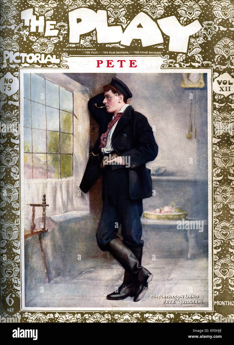 'Pete' by Hall Caine, with Matheson Lang as Pete Quilliam . A London production at the Lyceum Theatre, 1908. Cover of Play Pictorial, 1908. ML, 15 May 1879 – 11 April 1948. Stock Photo