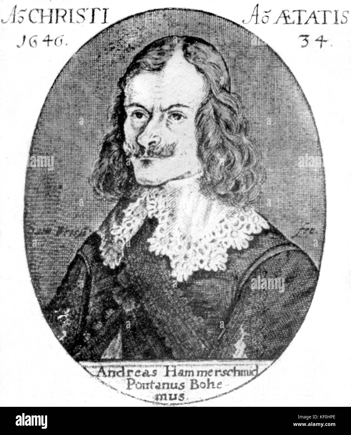 Andreas Hammerschmidt. German composer and organist 1611 - 29 October 1675. Stock Photo