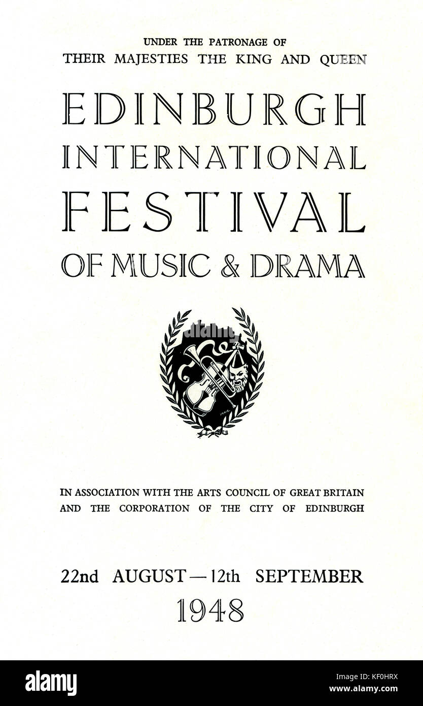 Programme for 'Edinbugh International Festival of Music and Drama', 22 August - 12 September 1948. (second festival) Stock Photo