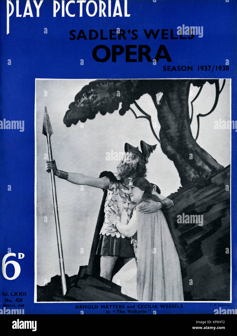 'The Valkyrie' (Die Walküre) by Wagner, with Arnold Matters and Cecilia Wessels at Sadler's Wells, London, 1937. AM, 11 April 1904 - 21 September 1990. CW, 7 August 1895 - 14 December 1970. Cover of 'Play Pictorial'. Stock Photo