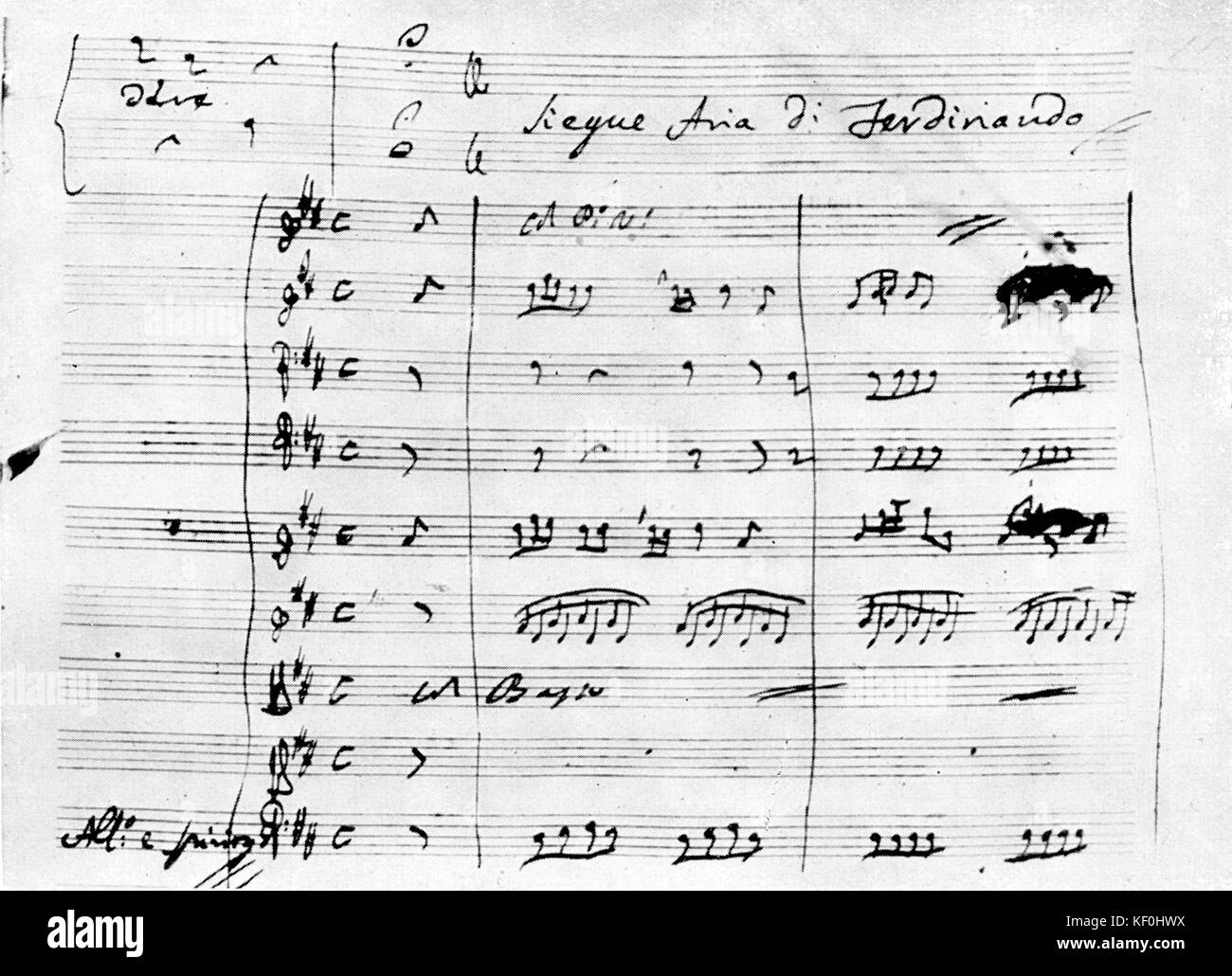 Handwritten score of Il Flaminio, 1735. Opera by Giovanni Battista Pergolesi, Italian composer, violinist and organist, 4 January 1710 – 16 or 17 March 1736. Stock Photo