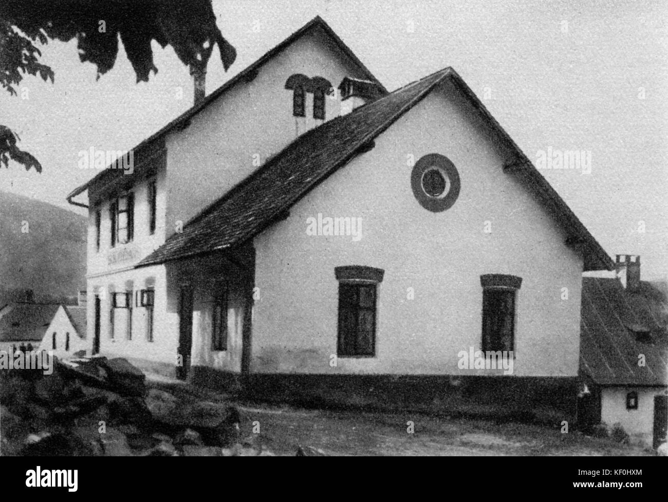 School of Hukvaldy, birthplace of Leos Janacek. Czech composer, 13 July 1854 - 12 August 1928. Stock Photo