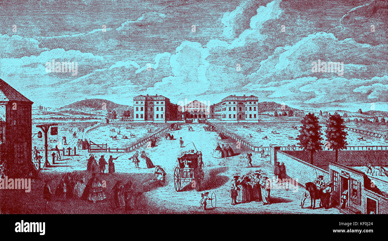 The Foundling Hospital in London, England. Children's home founded in 1739 by the philanthropist, Thomas Coram. George Frideric Handel and William Hogarth both supported the hospital. Tinted version. Stock Photo