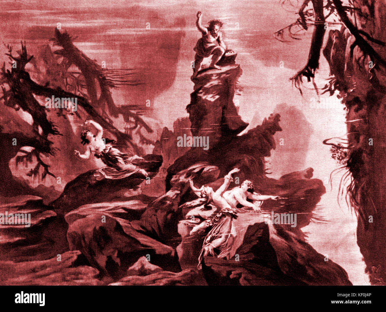 The Rhinegold / Das Rheingold by Richard Wagner. Set design by Josef Hoffmann. Caption: In the depth of the Rhine. RW: German composer & author, 22 May 1813 - 13 February 1883. Tinted version. Stock Photo