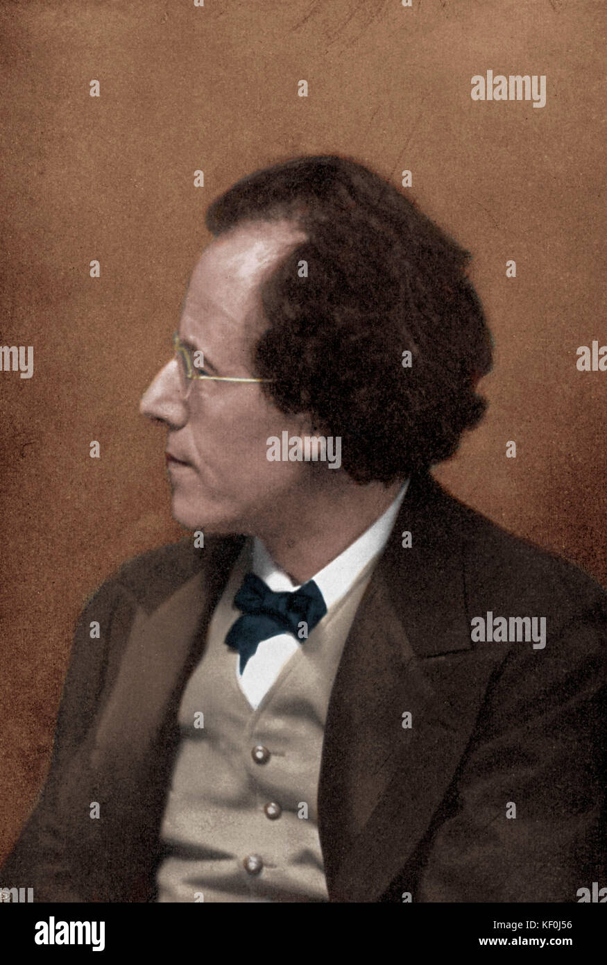 Gustav Mahler portrait.   Austrian composer, 7 July 1860 - 18 May 1911. Colourised version. Stock Photo