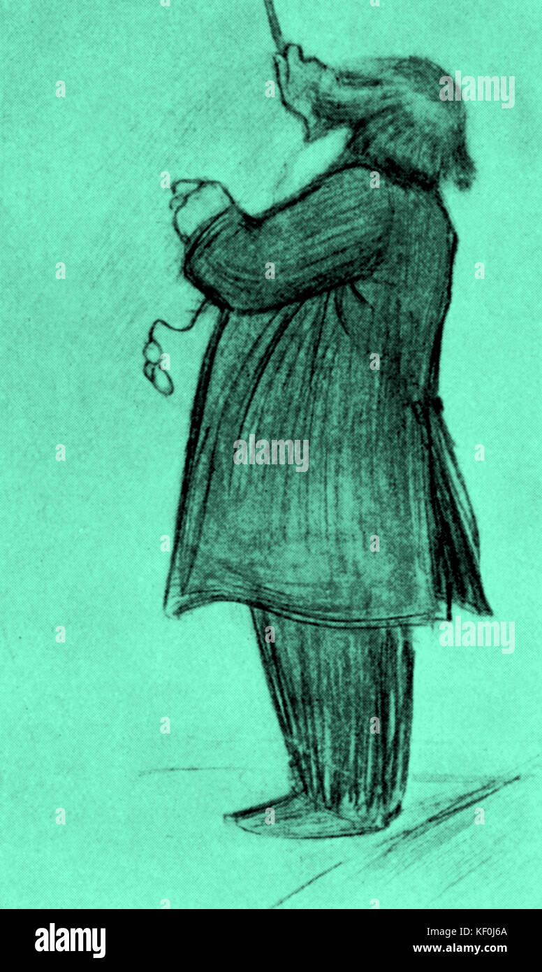 BRAHMS conducting by Willy von Beckerath. German composer. 1833-1897. Tinted version. Stock Photo