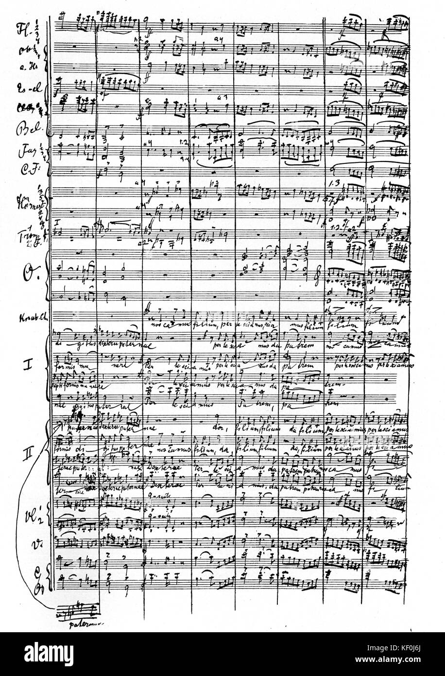 Gustav Mahler's   8th  Symphony manuscript score. In Mahler's hand. Austrian composer, 7 July 1860 - 18 May 1911. Known as Symphony of a Thousand because members of the orchestra, chorus and soloists totalled more than 1000. Austrian composer, 7 July 1860 - 18 May 1911 Stock Photo