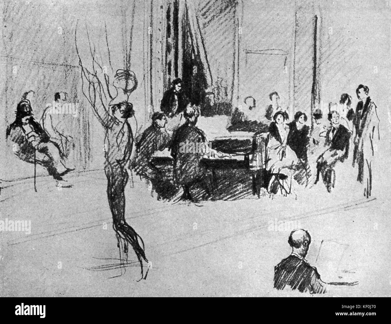STRAUSS, Richard rehearsing  'Josefslegende / The Legend of Joseph '. Drawing by Ernst Oppler.,  30 December, 1946 German composer & conductor. 11 June 1864 - 8 September 1949. Stock Photo