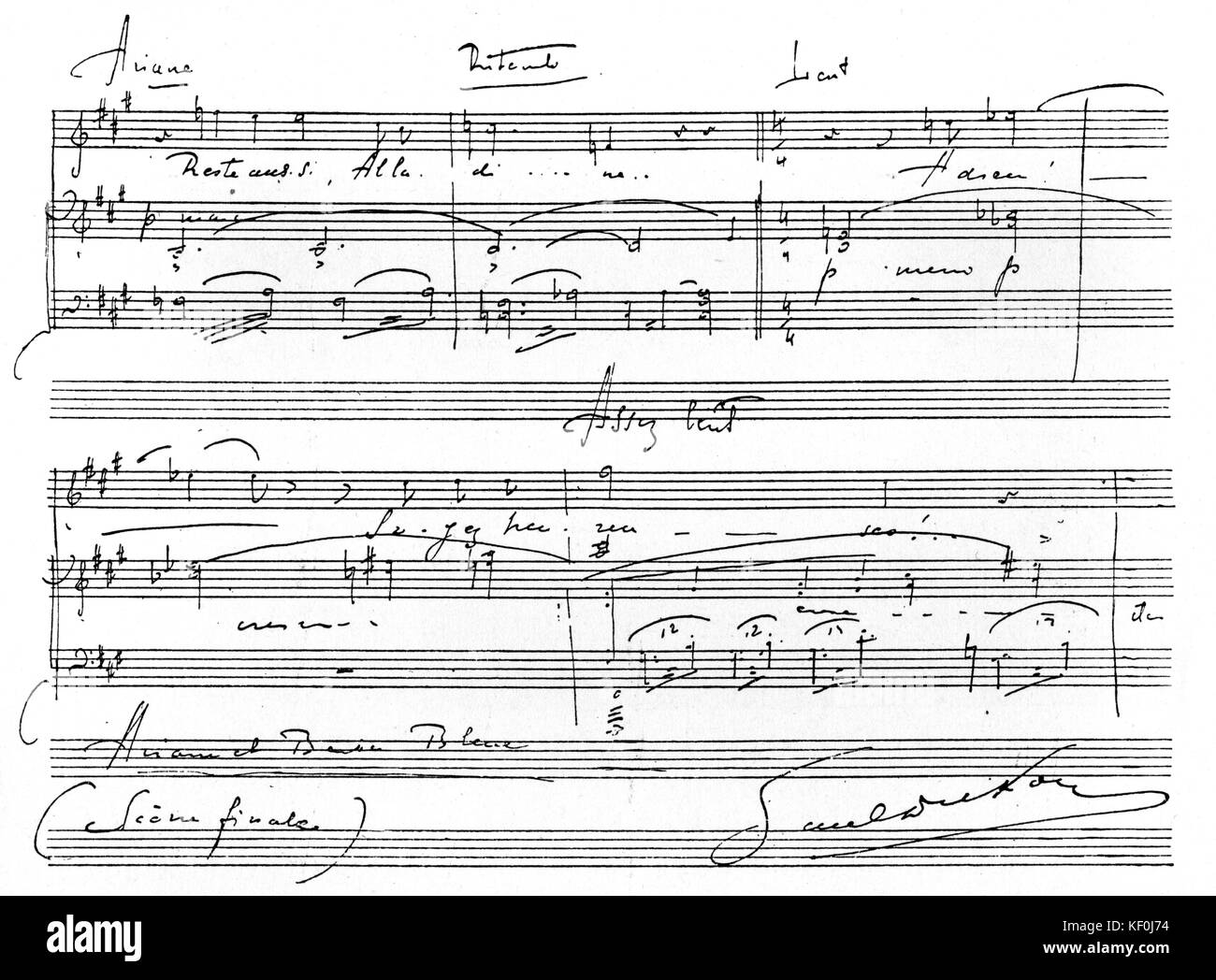 Paul Dukas ' hand written score for 'Arianne et Barbe-Bleue'.  French composer 1865-1935 Stock Photo