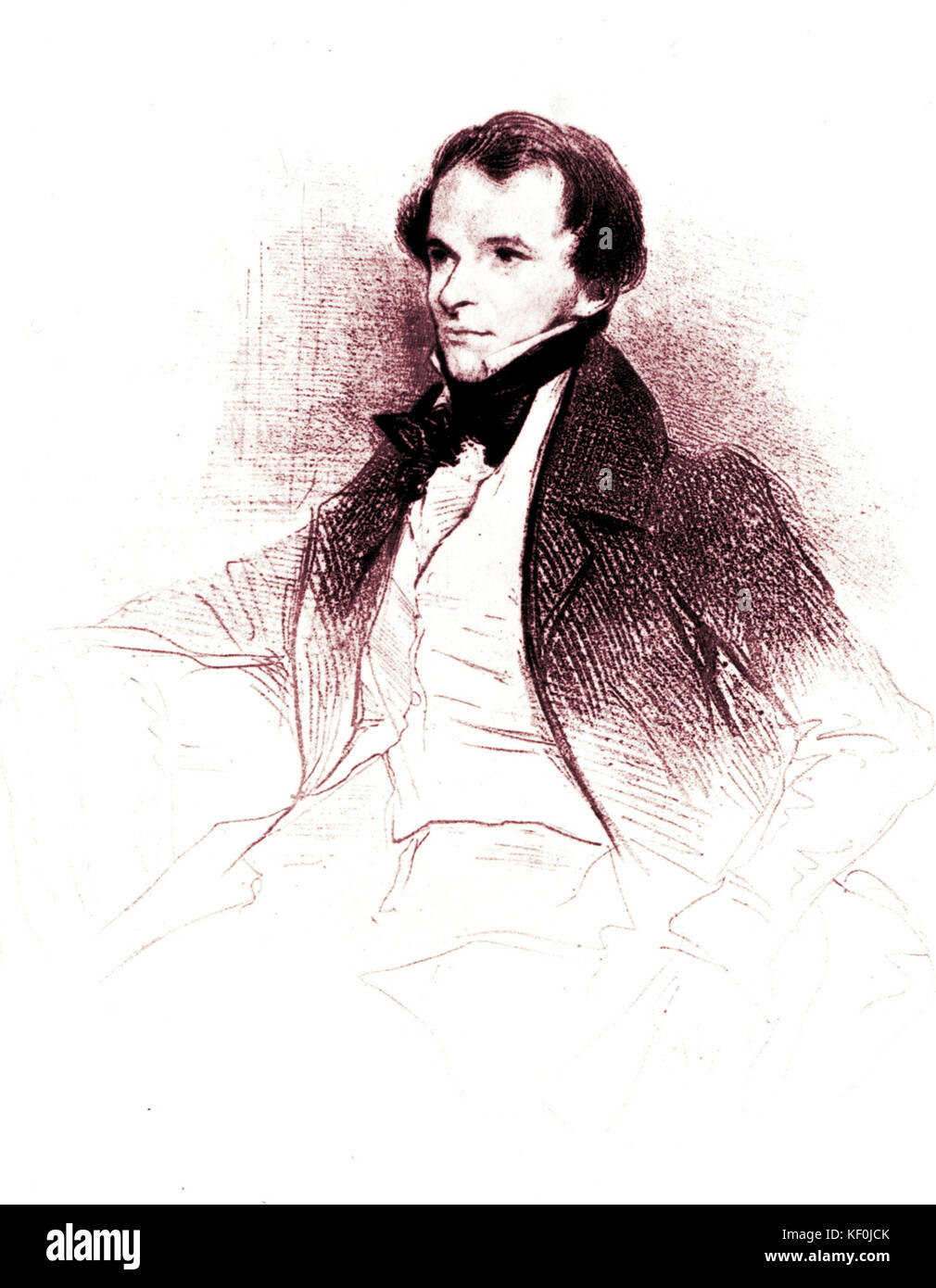 Prosper Merimee by Deveria, 1829. French novelist, dramatist, archaeologist and historian, worte CARMEN. 28 September 1803– 23 September 1870 Stock Photo